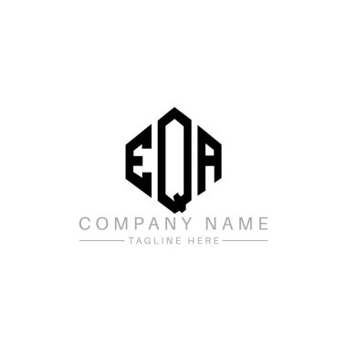 Çokgen şekilli EQA harf logosu tasarımı. EQA çokgen ve küp şeklinde logo tasarımı. EQA altıgen vektör logosu beyaz ve siyah renkler. EQA monogramı, iş ve gayrimenkul logosu.