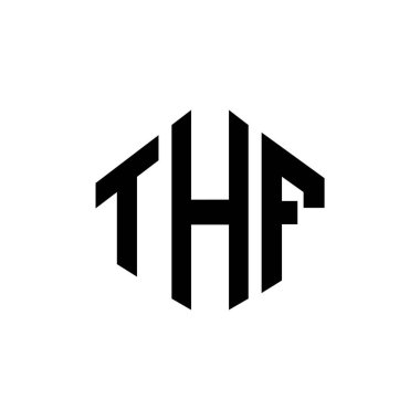 THF letter logo design with polygon shape. THF polygon and cube shape logo design. THF hexagon vector logo template white and black colors. THF monogram, business and real estate logo.