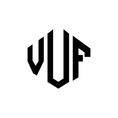 VUF letter logo design with polygon shape. VUF polygon and cube shape logo design. VUF hexagon vector logo template white and black colors. VUF monogram, business and real estate logo.