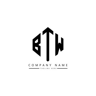 BTW letter logo design with polygon shape. BTW polygon and cube shape logo design. BTW hexagon vector logo template white and black colors. BTW monogram, business and real estate logo.