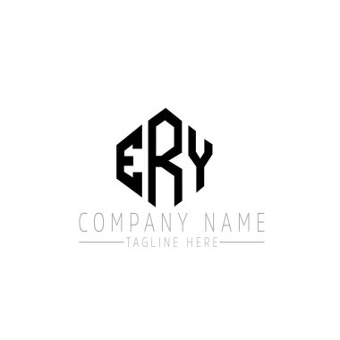 Çokgen şekilli ERY harf logosu tasarımı. ERY çokgen ve küp şeklinde logo tasarımı. ERY altıgen vektör logo şablonu beyaz ve siyah renkler. ERY monogram, iş ve gayrimenkul logosu.