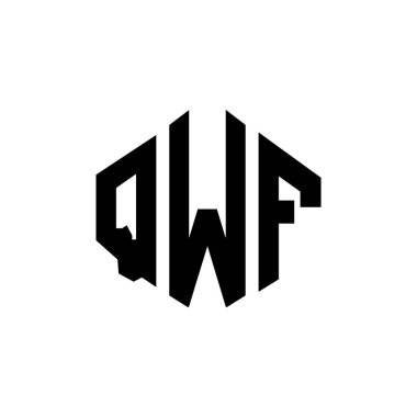 QWF letter logo design with polygon shape. QWF polygon and cube shape logo design. QWF hexagon vector logo template white and black colors. QWF monogram, business and real estate logo.