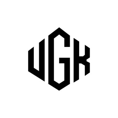 UGK letter logo design with polygon shape. UGK polygon and cube shape logo design. UGK hexagon vector logo template white and black colors. UGK monogram, business and real estate logo.