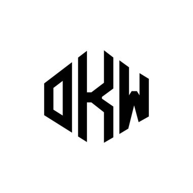 OKW letter logo design with polygon shape. OKW polygon and cube shape logo design. OKW hexagon vector logo template white and black colors. OKW monogram, business and real estate logo.