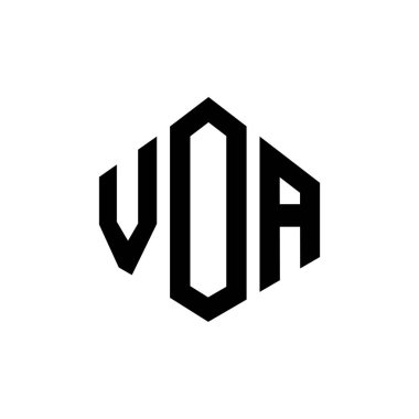 VOA letter logo design with polygon shape. VOA polygon and cube shape logo design. VOA hexagon vector logo template white and black colors. VOA monogram, business and real estate logo.