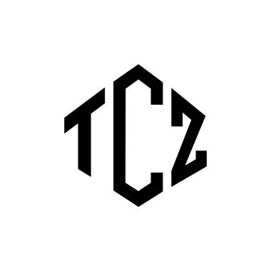 Çokgen şekilli TCZ harf logosu tasarımı. TCZ çokgen ve küp şeklinde logo tasarımı. TCZ altıgen vektör logo şablonu beyaz ve siyah renkler. TCZ monogramı, iş ve emlak logosu.