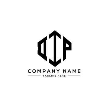 DIP letter logo design with polygon shape. DIP polygon and cube shape logo design. DIP hexagon vector logo template white and black colors. DIP monogram, business and real estate logo.