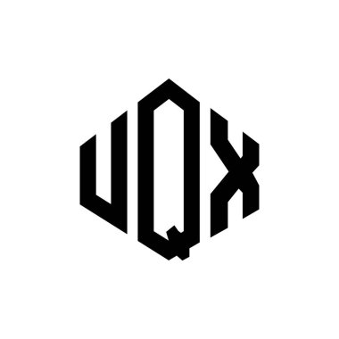 UQX letter logo design with polygon shape. UQX polygon and cube shape logo design. UQX hexagon vector logo template white and black colors. UQX monogram, business and real estate logo.