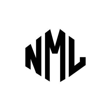 Çokgen şekilli NML harf logosu tasarımı. NML çokgen ve küp şeklinde logo tasarımı. NML altıgen vektör logosu beyaz ve siyah renkler. NML monogramı, iş ve emlak logosu.