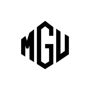 MGU letter logo design with polygon shape. MGU polygon and cube shape logo design. MGU hexagon vector logo template white and black colors. MGU monogram, business and real estate logo.