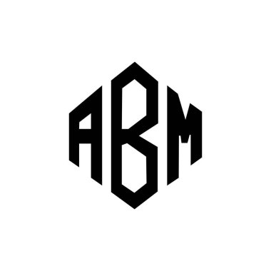 Çokgen şekilli ABM harf logosu tasarımı. ABM çokgen ve küp şeklinde logo tasarımı. ABM altıgen vektör logosu beyaz ve siyah renkler. ABM monogramı, iş ve emlak logosu.