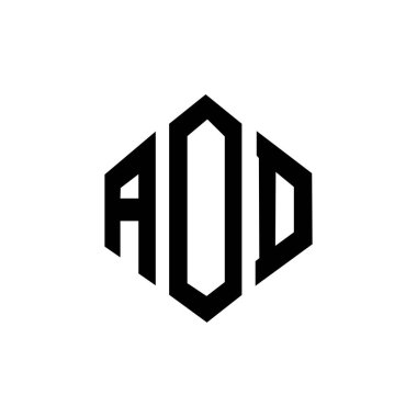 AOD letter logo design with polygon shape. AOD polygon and cube shape logo design. AOD hexagon vector logo template white and black colors. AOD monogram, business and real estate logo.