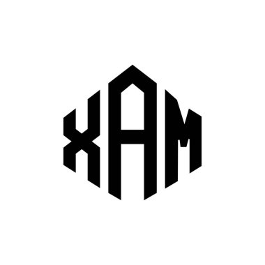 XAM letter logo design with polygon shape. XAM polygon and cube shape logo design. XAM hexagon vector logo template white and black colors. XAM monogram, business and real estate logo.