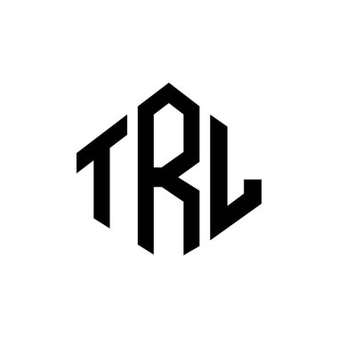 Çokgen şekilli TRL harf logo tasarımı. TRL çokgen ve küp şeklinde logo tasarımı. TRL altıgen vektör logosu şablonu beyaz ve siyah renkler. TRL monogramı, iş ve emlak logosu.