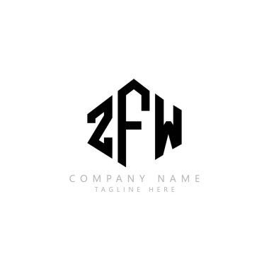 ZFW letter logo design with polygon shape. ZFW polygon and cube shape logo design. ZFW hexagon vector logo template white and black colors. ZFW monogram, business and real estate logo.