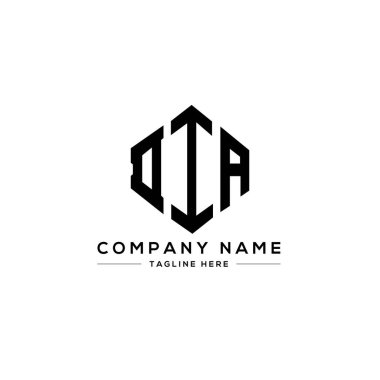 DIA letter logo design with polygon shape. DIA polygon and cube shape logo design. DIA hexagon vector logo template white and black colors. DIA monogram, business and real estate logo.