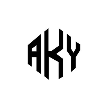 AKY letter logo design with polygon shape. AKY polygon and cube shape logo design. AKY hexagon vector logo template white and black colors. AKY monogram, business and real estate logo.