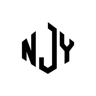 NJY letter logo design with polygon shape. NJY polygon and cube shape logo design. NJY hexagon vector logo template white and black colors. NJY monogram, business and real estate logo.