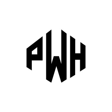 PWH letter logo design with polygon shape. PWH polygon and cube shape logo design. PWH hexagon vector logo template white and black colors. PWH monogram, business and real estate logo.