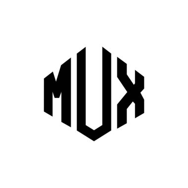 MUX letter logo design with polygon shape. MUX polygon and cube shape logo design. MUX hexagon vector logo template white and black colors. MUX monogram, business and real estate logo.