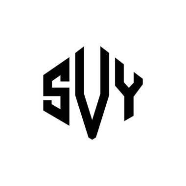 Çokgen şekilli SVY harf logosu tasarımı. SVY çokgen ve küp şeklinde logo tasarımı. SVY altıgen vektör logosu şablonu beyaz ve siyah renkler. SVY monogramı, iş ve emlak logosu.