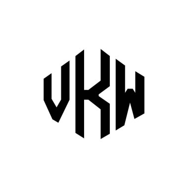 VKW letter logo design with polygon shape. VKW polygon and cube shape logo design. VKW hexagon vector logo template white and black colors. VKW monogram, business and real estate logo.