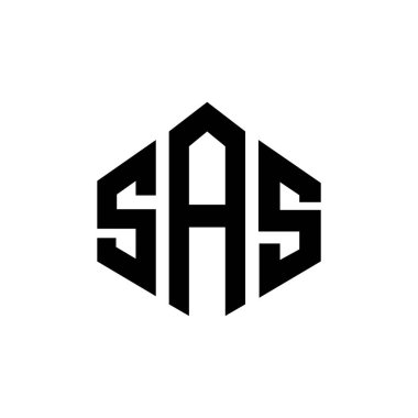 SAS letter logo design with polygon shape. SAS polygon and cube shape logo design. SAS hexagon vector logo template white and black colors. SAS monogram, business and real estate logo.