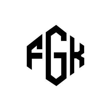 Çokgen şekilli FGK harf logosu tasarımı. FGK çokgen ve küp şeklinde logo tasarımı. FGK altıgen vektör logosu beyaz ve siyah renkler. FGK monogramı, iş ve emlak logosu.