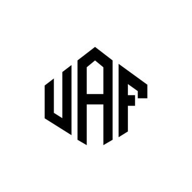 UAF letter logo design with polygon shape. UAF polygon and cube shape logo design. UAF hexagon vector logo template white and black colors. UAF monogram, business and real estate logo.