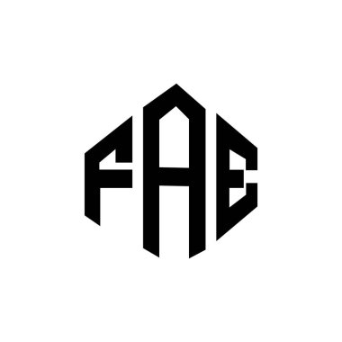 Çokgen şekilli FAE harf logosu tasarımı. FAE çokgen ve küp şeklinde logo tasarımı. FAE altıgen vektör logosu beyaz ve siyah renklerde. FAE monogram, iş ve gayrimenkul logosu.