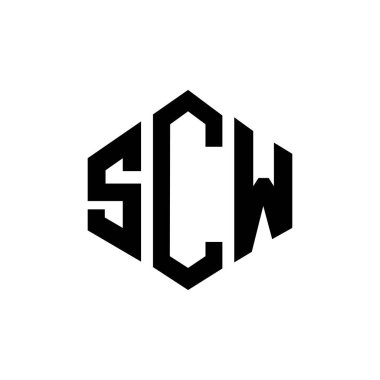 SCW letter logo design with polygon shape. SCW polygon and cube shape logo design. SCW hexagon vector logo template white and black colors. SCW monogram, business and real estate logo.