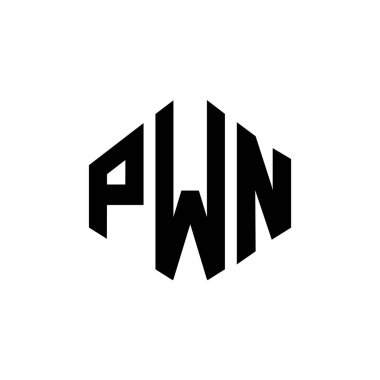 PWN letter logo design with polygon shape. PWN polygon and cube shape logo design. PWN hexagon vector logo template white and black colors. PWN monogram, business and real estate logo.