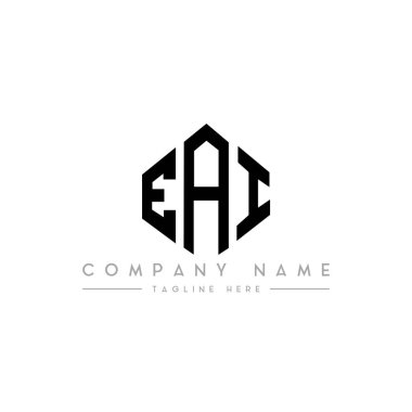 EAI letter logo design with polygon shape. EAI polygon and cube shape logo design. EAI hexagon vector logo template white and black colors. EAI monogram, business and real estate logo.