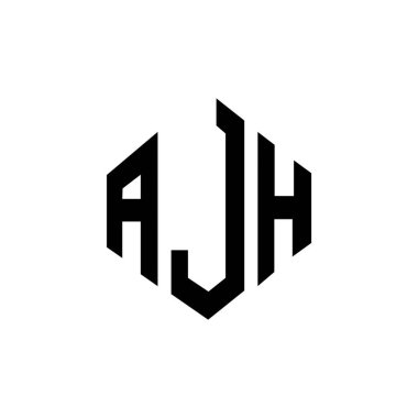 AJH letter logo design with polygon shape. AJH polygon and cube shape logo design. AJH hexagon vector logo template white and black colors. AJH monogram, business and real estate logo.