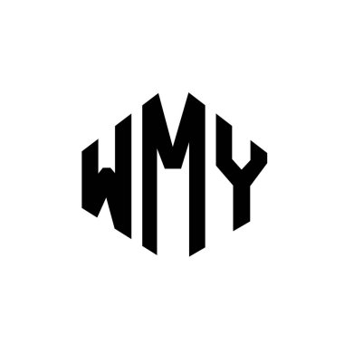 WMY letter logo design with polygon shape. WMY polygon and cube shape logo design. WMY hexagon vector logo template white and black colors. WMY monogram, business and real estate logo.