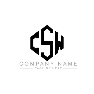 Çokgen şekilli CSW harf logosu tasarımı. CSW çokgen ve küp şeklinde logo tasarımı. CSW altıgen vektör logosu beyaz ve siyah renkler. CSW monogram, iş ve gayrimenkul logosu.