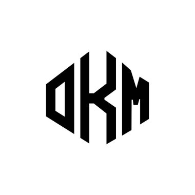 OKM letter logo design with polygon shape. OKM polygon and cube shape logo design. OKM hexagon vector logo template white and black colors. OKM monogram, business and real estate logo.