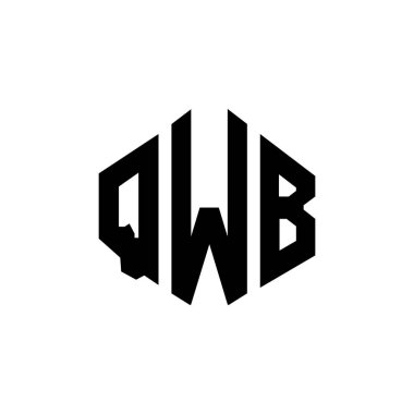 QWB letter logo design with polygon shape. QWB polygon and cube shape logo design. QWB hexagon vector logo template white and black colors. QWB monogram, business and real estate logo.