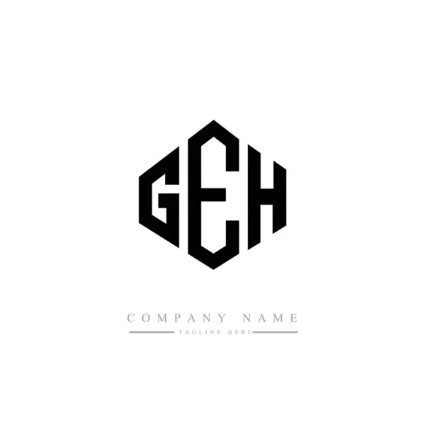 Gehのロゴデザインは多角形です キューブ形のロゴデザイン 六角形ベクトルロゴテンプレート白と黒の色 モノグラム ビジネスや不動産のロゴ — ストックベクタ