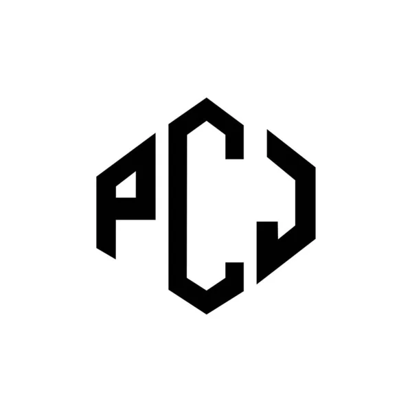 Pcj Letter Logo Design Polygon Shape Pcj Polygon Cube Shape — стоковый вектор