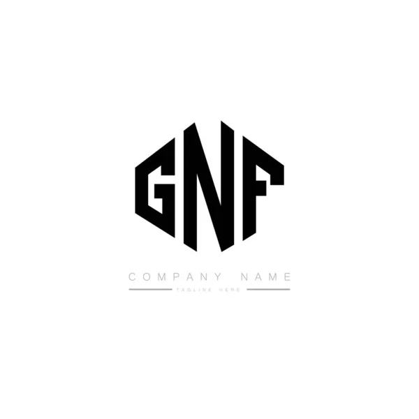 Gnf字母标识设计与多边形 方块形状的标志设计 六边形矢量标识模板白色和黑色的颜色 商业和房地产标志 — 图库矢量图片