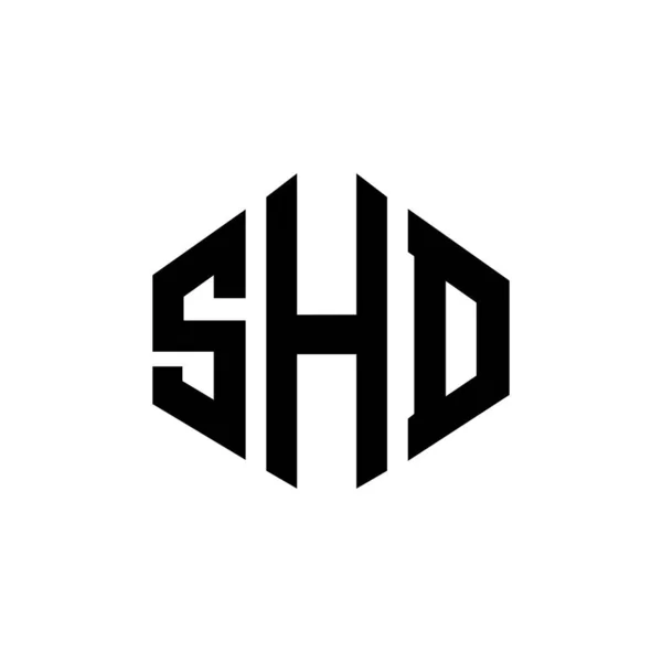 Shd Letter Logo Design Polygon Shape Shd Polygon Cube Shape — ストックベクタ