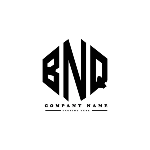带有多边形的Bnq字母标识设计 Bnq多边形和立方形标志设计 Bnq六边形矢量标识模板白色和黑色 Bnq字母表 商业和房地产标志 — 图库矢量图片
