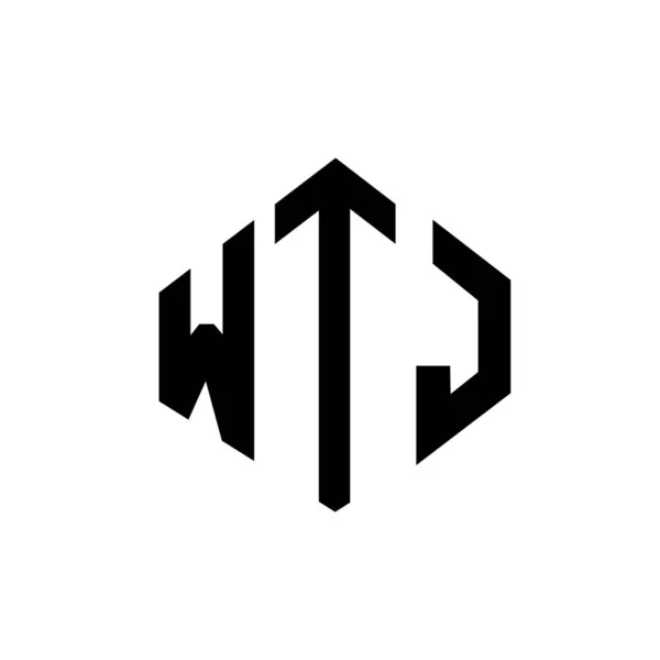 Wtj Letter Logo Design Polygon Shape Wtj Polygon Cube Shape — 스톡 벡터