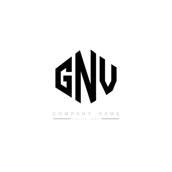 采用多边形的Gnv字母标识设计 方块形状的标志设计 六边形矢量标识模板白色和黑色的颜色 商业和房地产标志 — 图库矢量图片