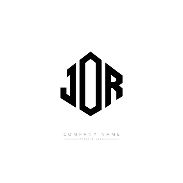 Jor字母标识设计与多边形 Jor多边形和立方形标志设计 Jor六边形矢量标识模板白色和黑色的颜色 Jor字母表 商业和房地产标志 — 图库矢量图片