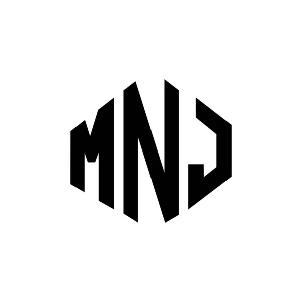 Mnj Letter Logo Design Polygon Shape Mnj Polygon Cube Shape — Vettoriale Stock