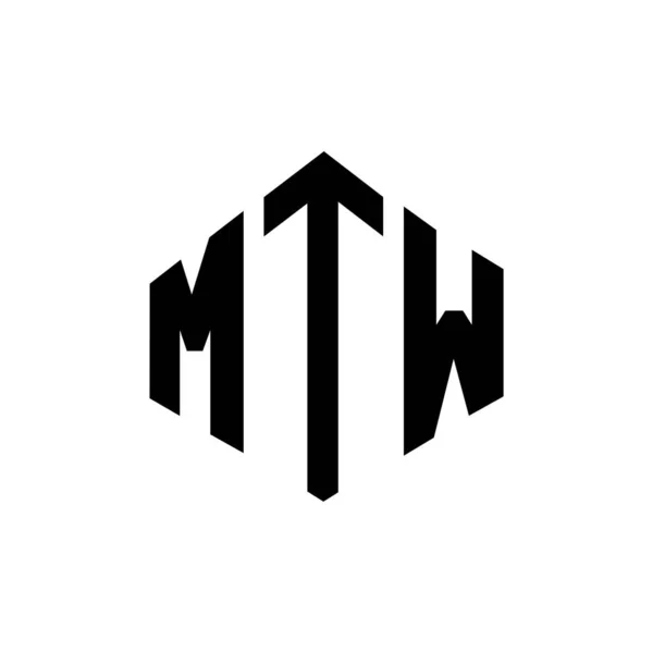 Mtw Letter Logo Design Polygon Shape Mtw Polygon Cube Shape — Stockový vektor