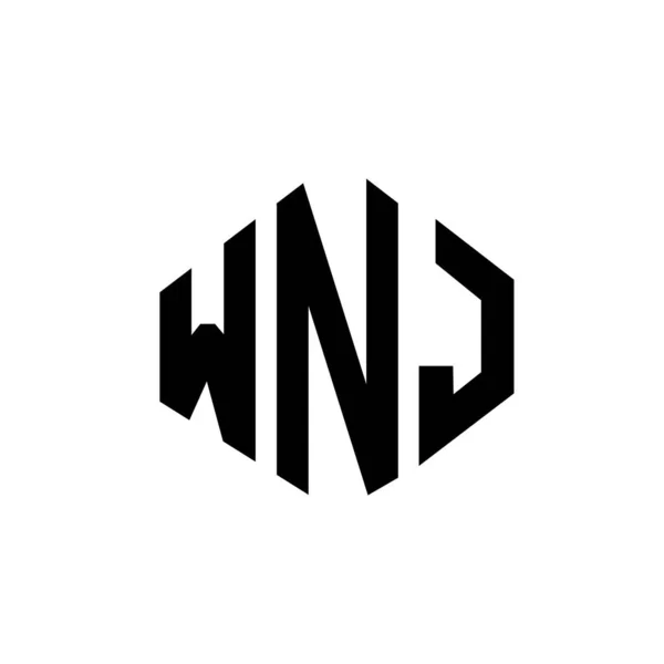 Wnj Letter Logo Design Polygon Shape Wnj Polygon Cube Shape — Διανυσματικό Αρχείο