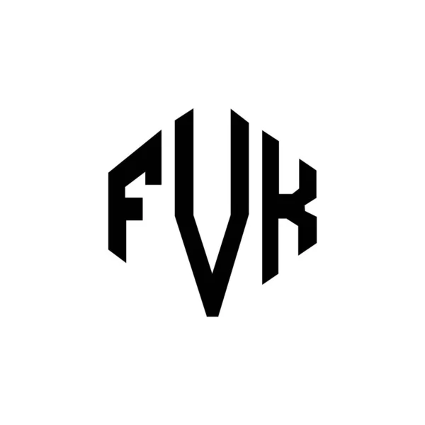 Çokgen Şekilli Fvk Harf Logosu Tasarımı Fvk Çokgen Küp Şeklinde — Stok Vektör